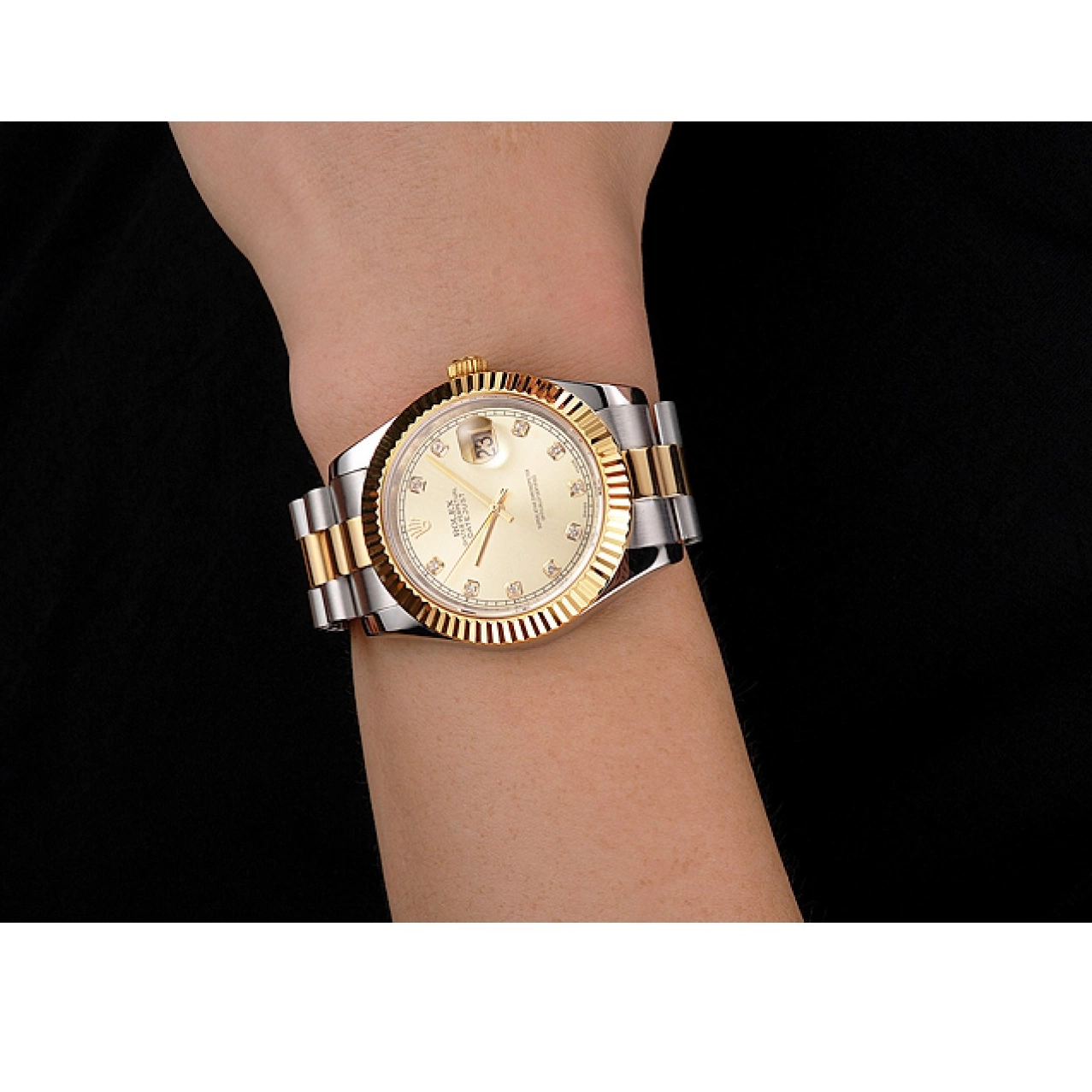 Aaa replica watch Dial Bracelet Bezel And Stainless Gold Swiss Datejust Case Tone Rolex Two Steel 0621